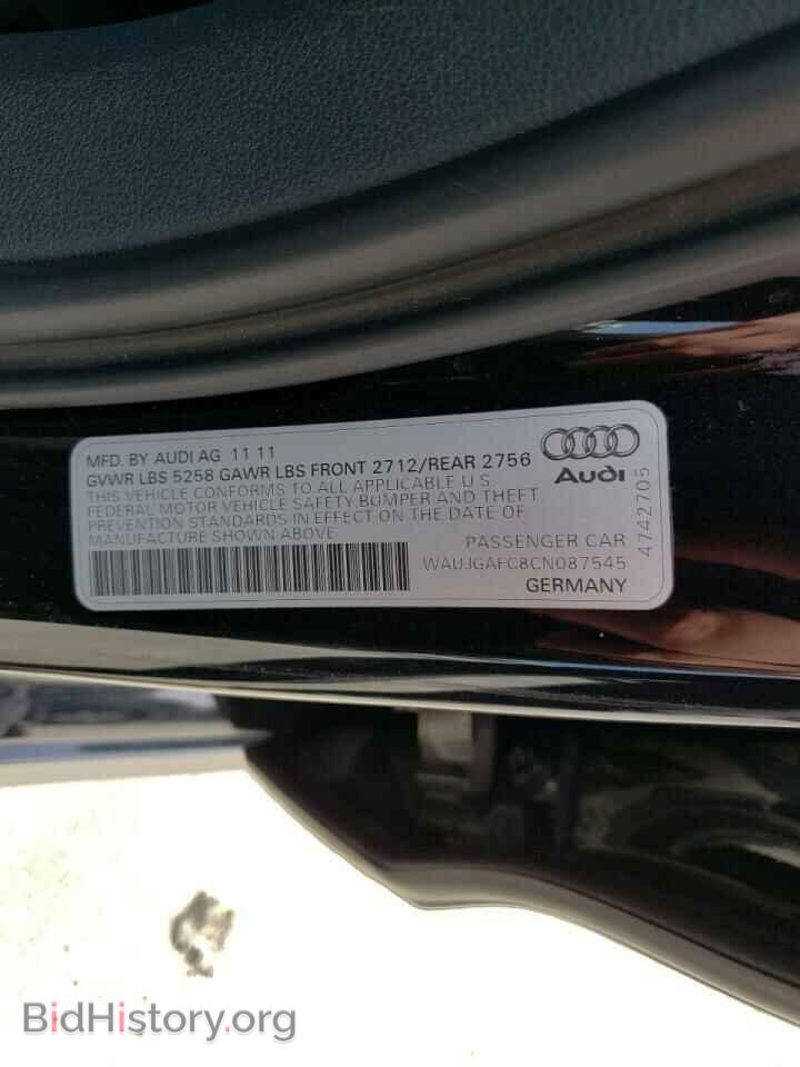 2012 AUDI A6 - VIN: WAUJGAFC8CN087545 - Фото 10
