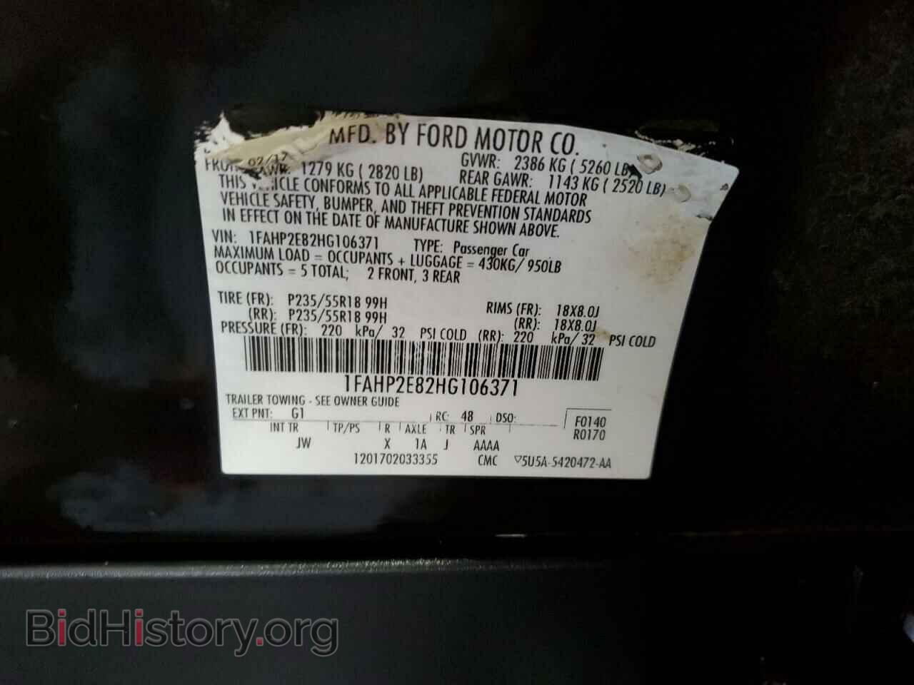 2017 FORD TAURUS - VIN: 1FAHP2E82HG106371 - Фото 10