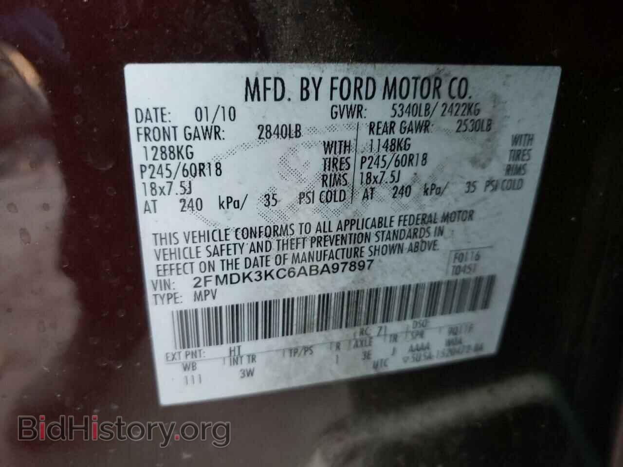 2010 FORD EDGE - VIN: 2FMDK3KC6ABA97897 - Фото 10
