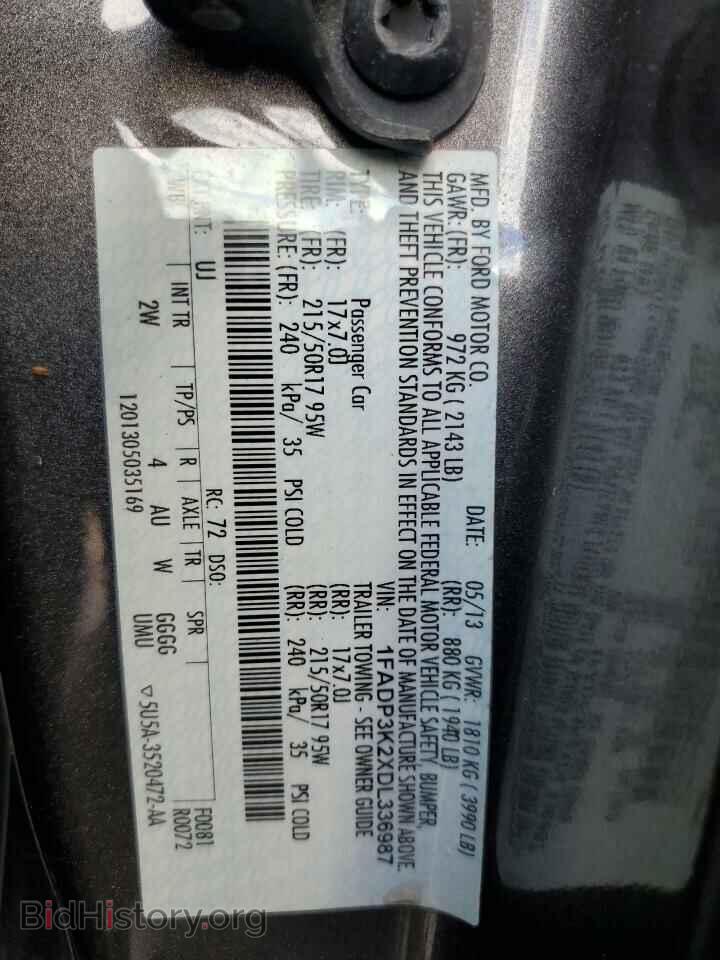 2013 FORD FOCUS - VIN: 1FADP3K2XDL336987 - Фото 10