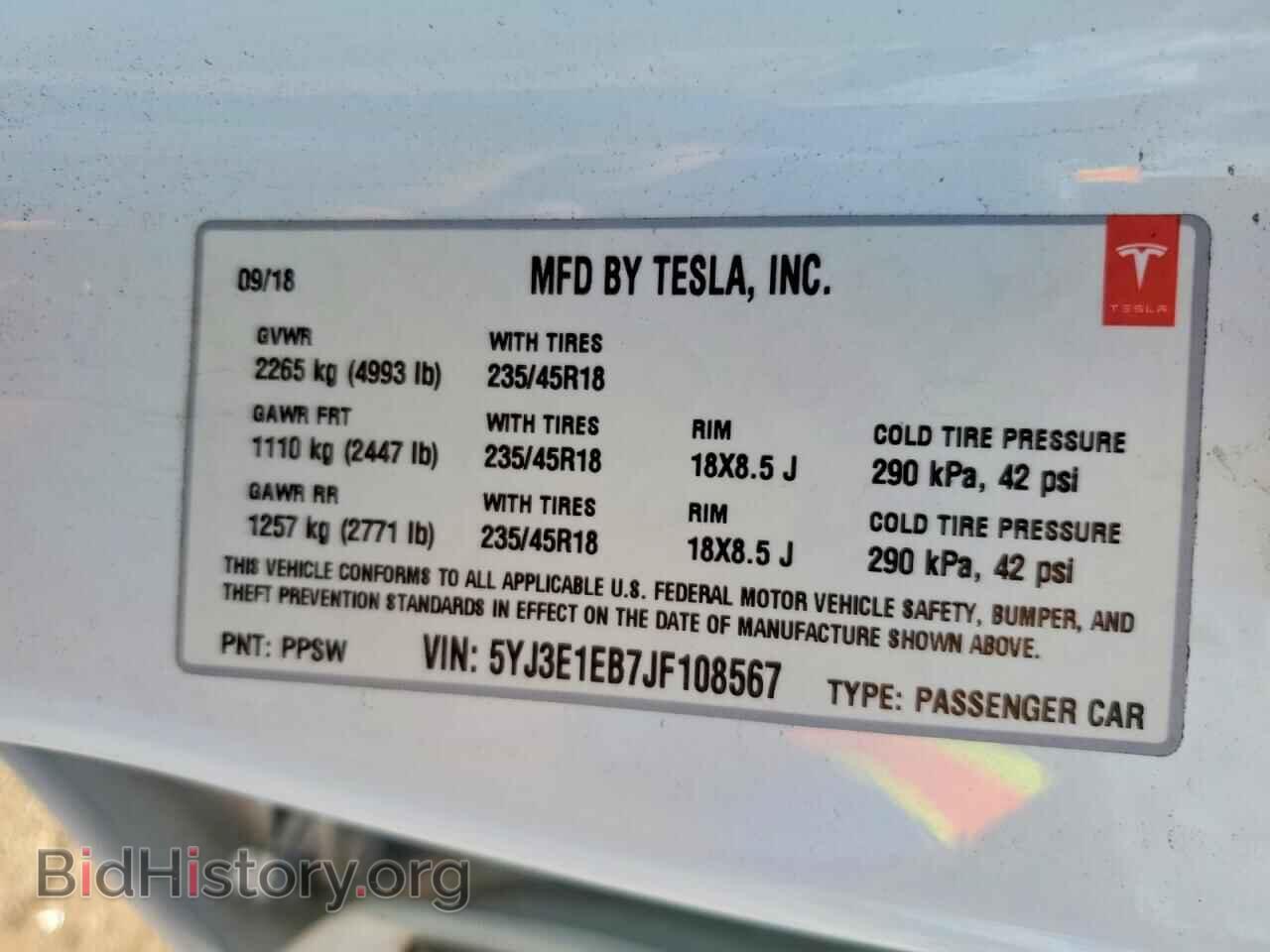 2018 TESLA MODEL 3 - VIN: 5YJ3E1EB7JF108567 - Photo 12