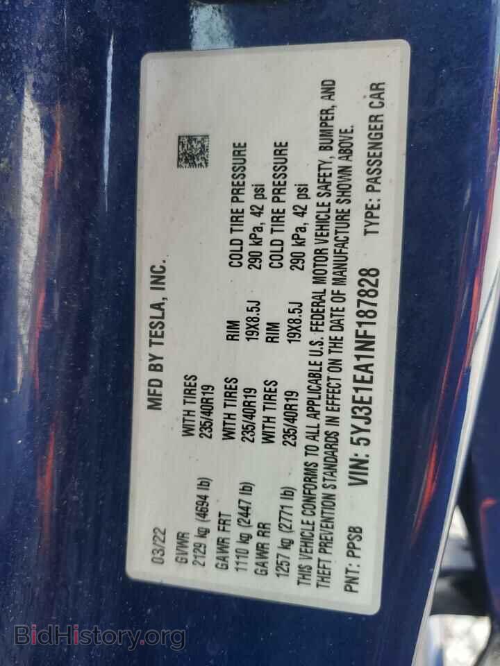 2022 TESLA MODEL 3 - VIN: 5YJ3E1EA1NF187828 - Фото 12