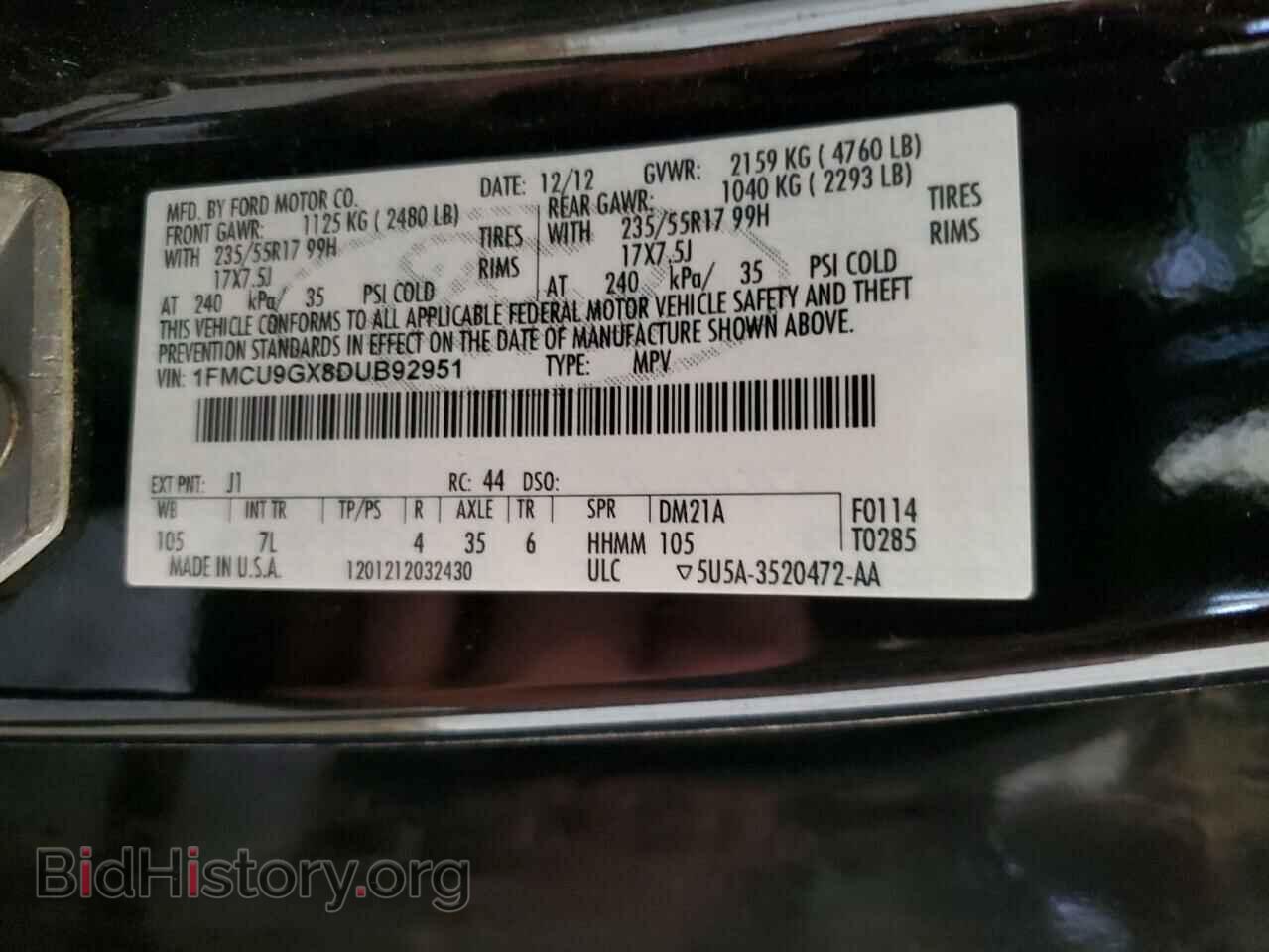 2013 FORD ESCAPE - VIN: 1FMCU9GX8DUB92951 - Фото 13