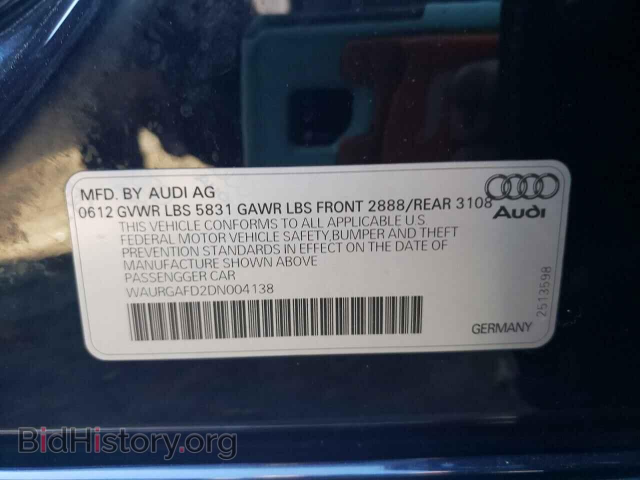 2013 AUDI A8 - VIN: WAURGAFD2DN004138 - Фото 10