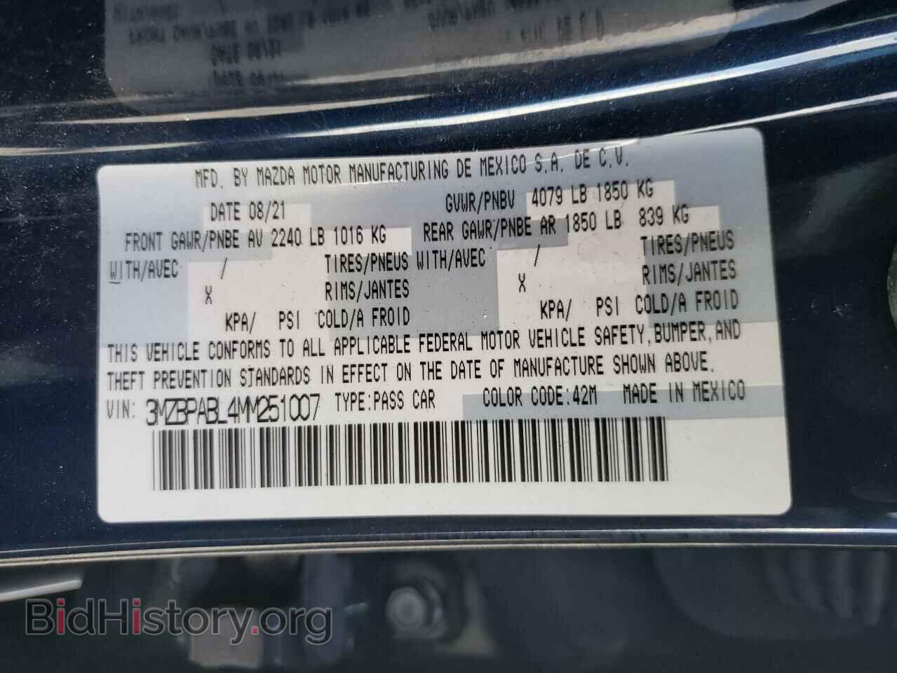 2021 MAZDA 3 - VIN: 3MZBPABL4MM251007 - Photo 10