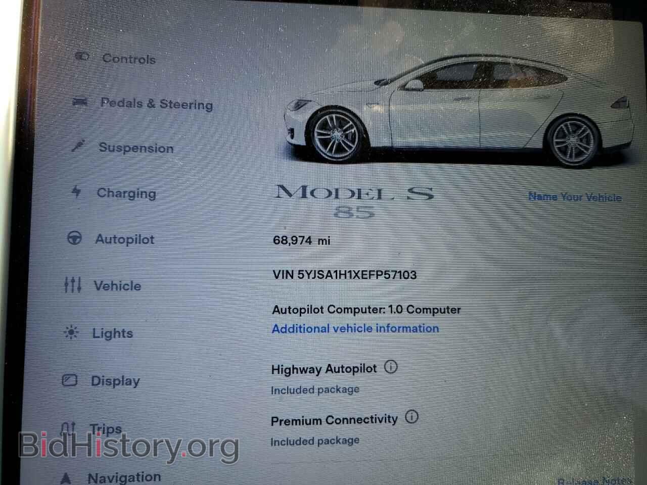 2014 TESLA MODEL S - VIN: 5YJSA1H1XEFP57103 - Фото 8