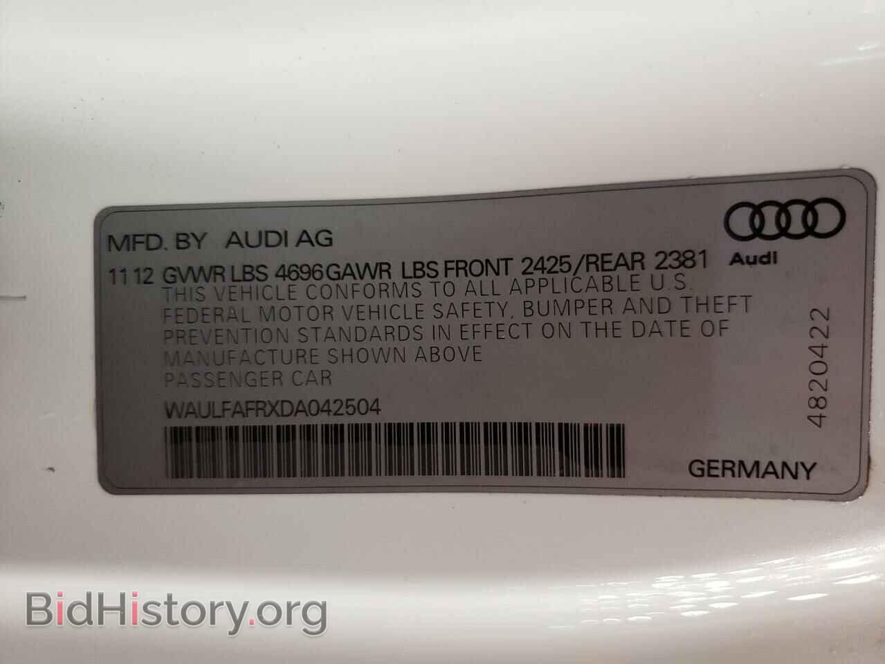 2013 AUDI A5 - VIN: WAULFAFRXDA042504 - Фото 12