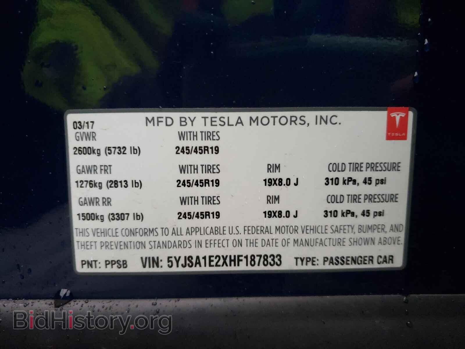 2017 TESLA MODEL S - VIN: 5YJSA1E2XHF187833 - Photo 10