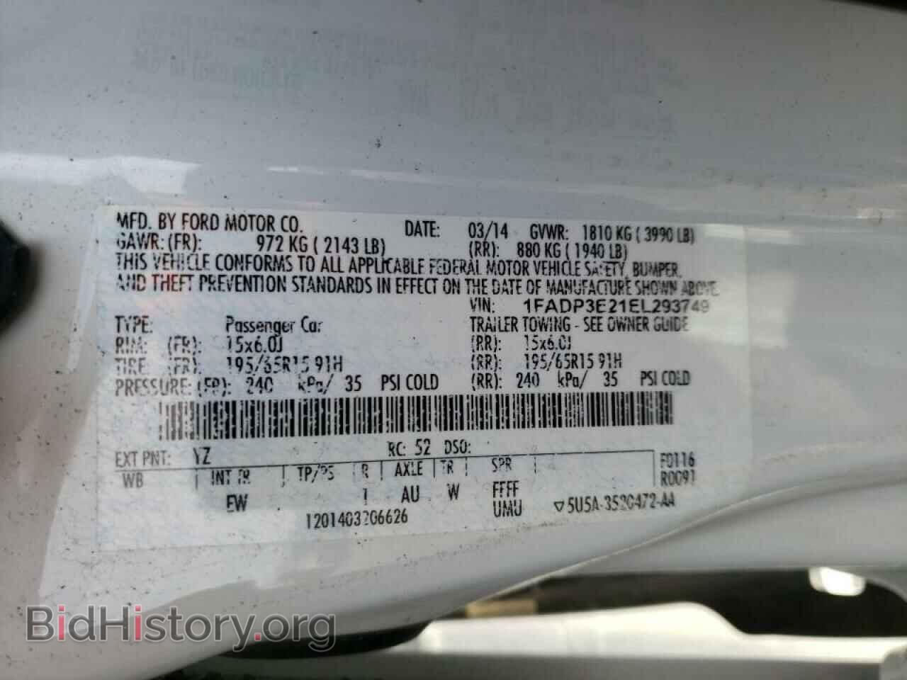 2014 FORD FOCUS - VIN: 1FADP3E21EL293749 - Фото 10