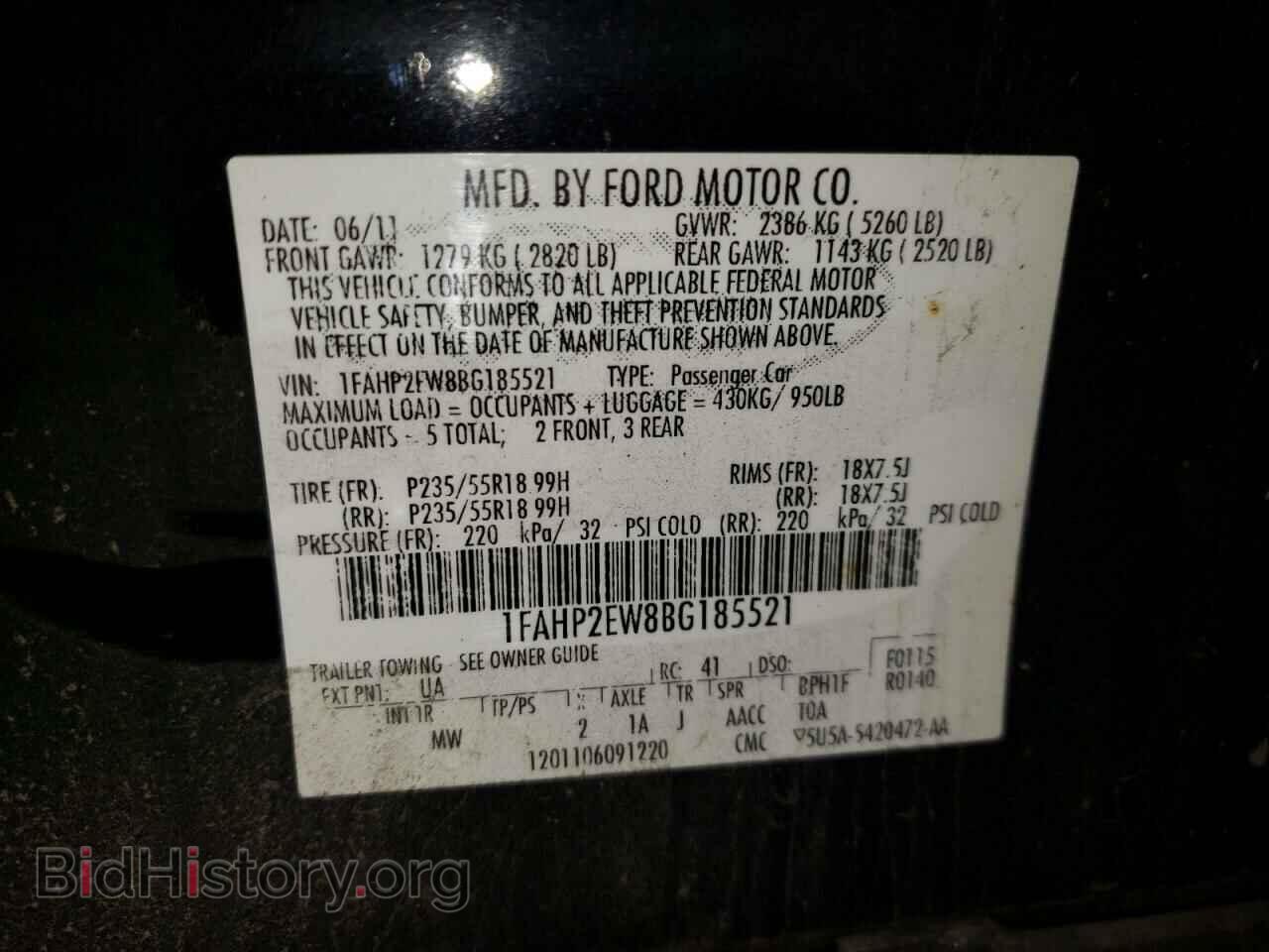 2011 FORD TAURUS - VIN: 1FAHP2EW8BG185521 - Photo 10