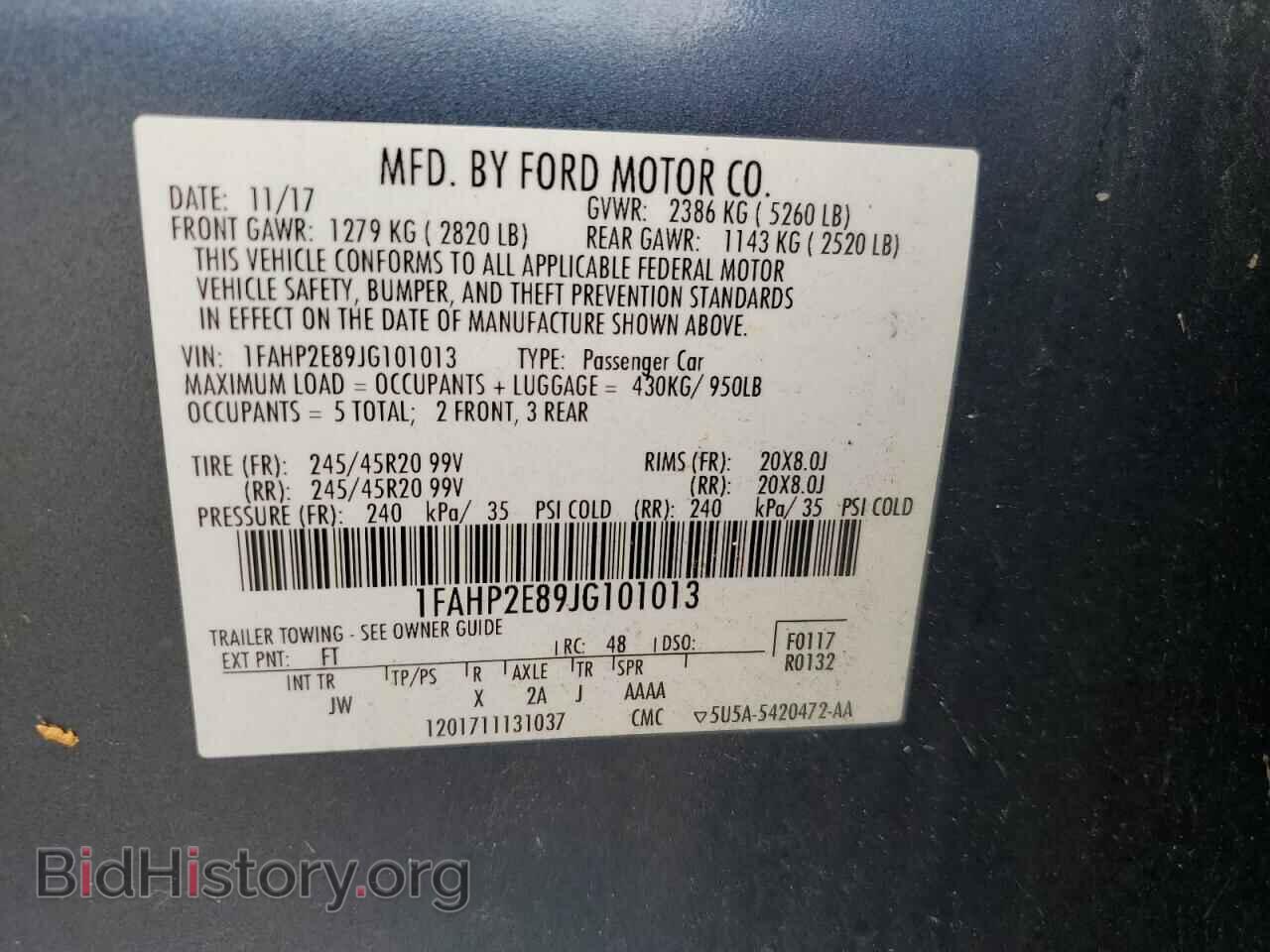 2018 FORD TAURUS - VIN: 1FAHP2E89JG101013 - Фото 12