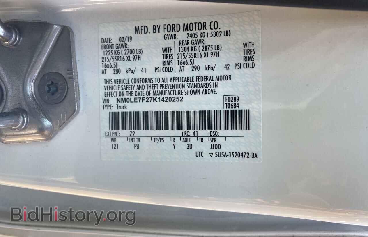 2019 FORD TRANSIT - VIN: NM0LE7F27K1420252 - Фото 10