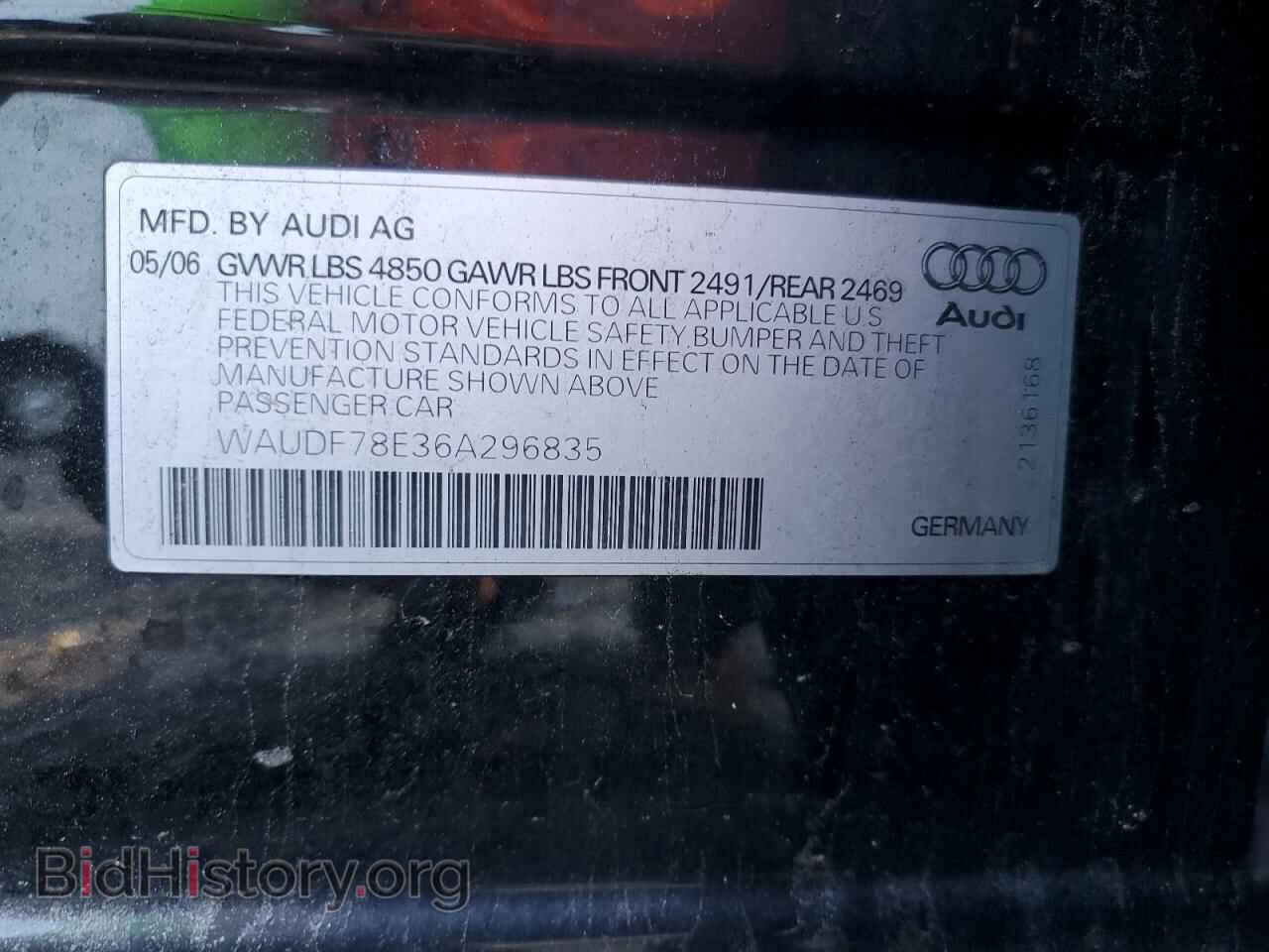 2006 AUDI A4 - VIN: WAUDF78E36A296835 - Фото 12