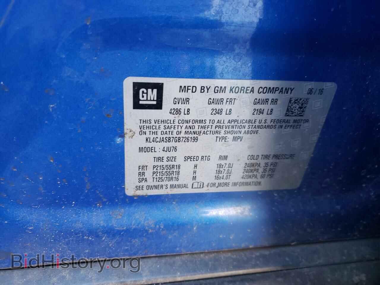 2016 BUICK ENCORE - VIN: KL4CJASB7GB726199 - Фото 10