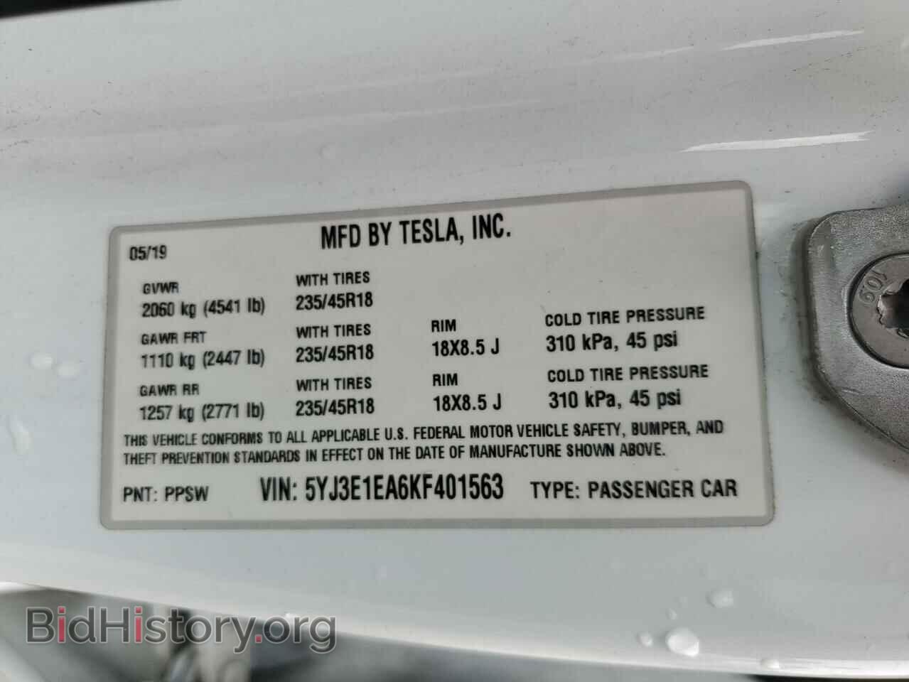 2019 TESLA MODEL 3 - VIN: 5YJ3E1EA6KF401563 - Photo 12