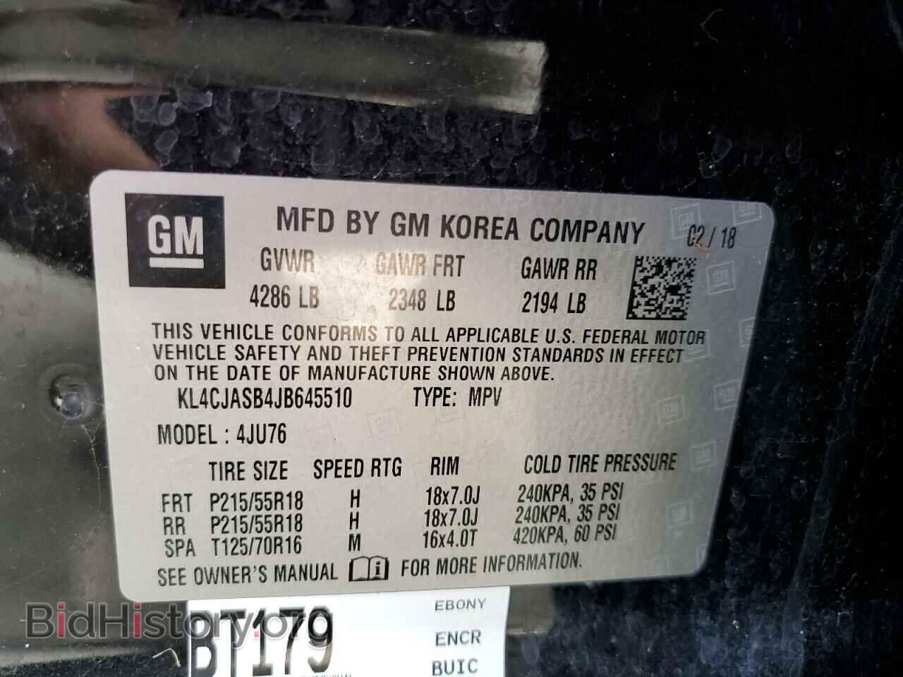 2018 BUICK ENCORE - VIN: KL4CJASB4JB645510 - Фото 10