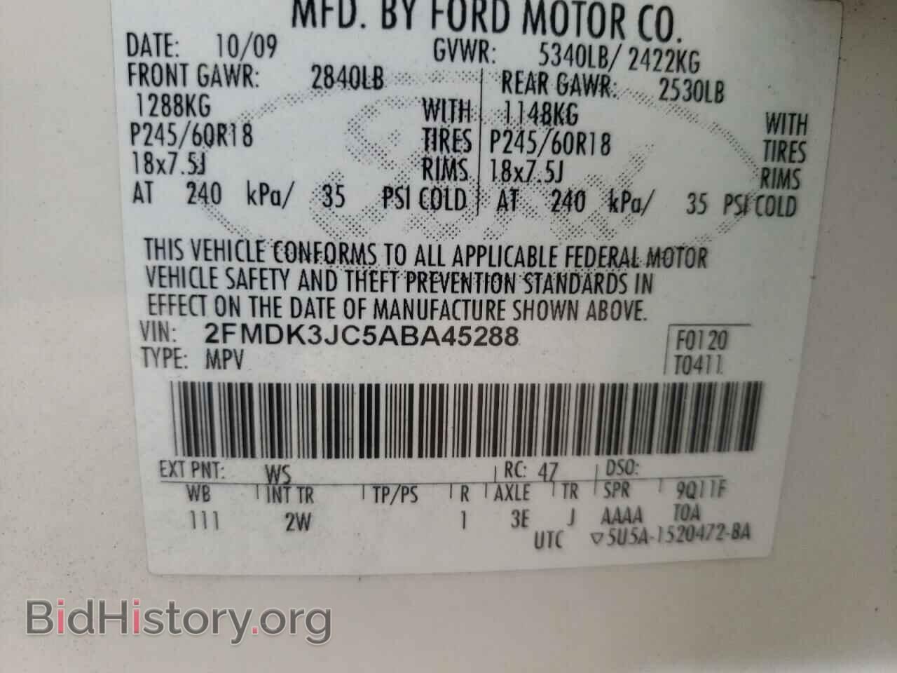 2010 FORD EDGE - VIN: 2FMDK3JC5ABA45288 - Фото 10
