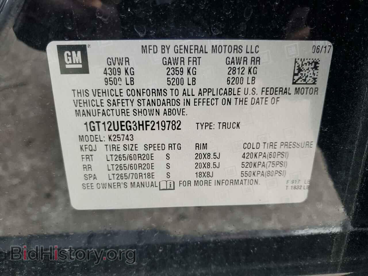 2017 GMC SIERRA - VIN: 1GT12UEG3HF219782 - Фото 12