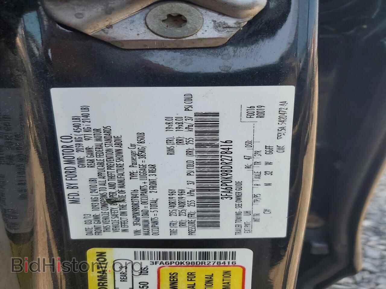 2013 FORD FUSION - VIN: 3FA6P0K98DR278416 - Photo 12