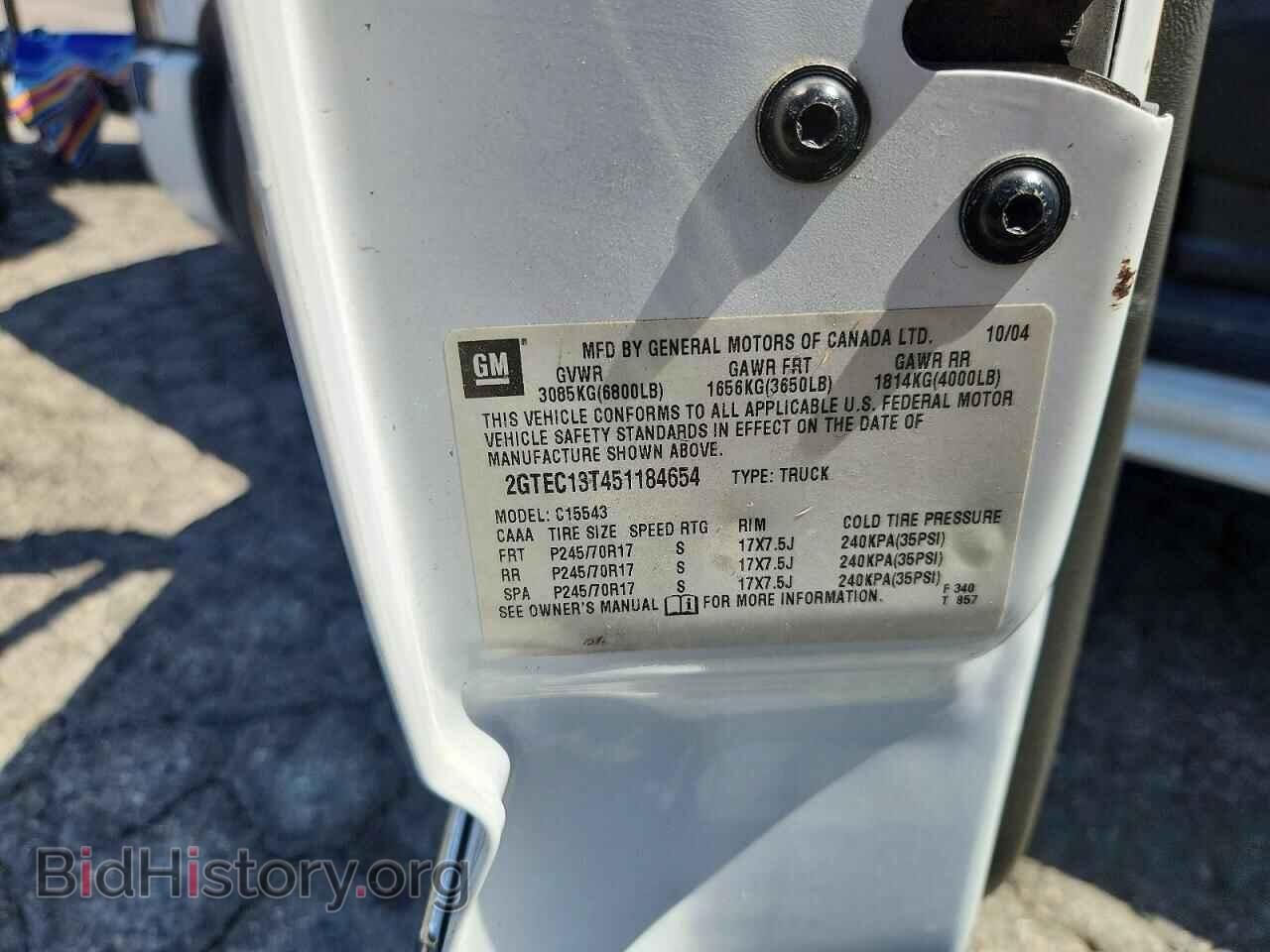 2005 GMC SIERRA - VIN: 2GTEC13T451184654 - Фото 12