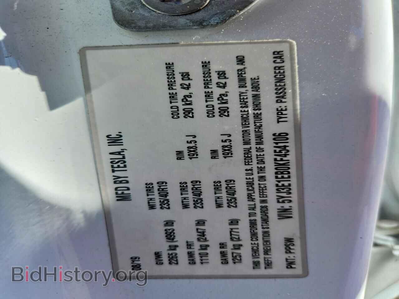 2019 TESLA MODEL 3 - VIN: 5YJ3E1EB0KF454106 - Photo 12