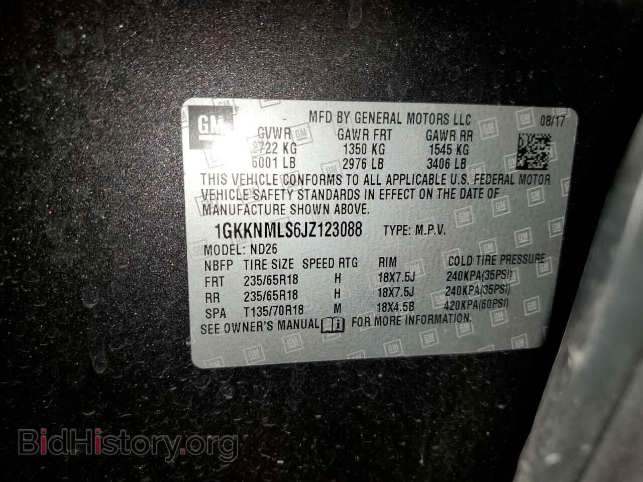 2018 GMC ACADIA - VIN: 1GKKNMLS6JZ123088 - Фото 13
