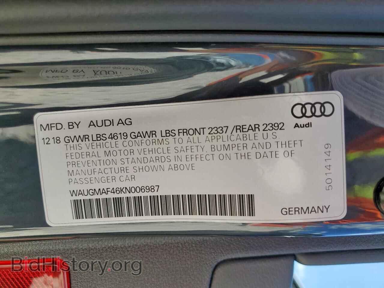 2019 AUDI A4 - VIN: WAUGMAF46KN006987 - Photo 12
