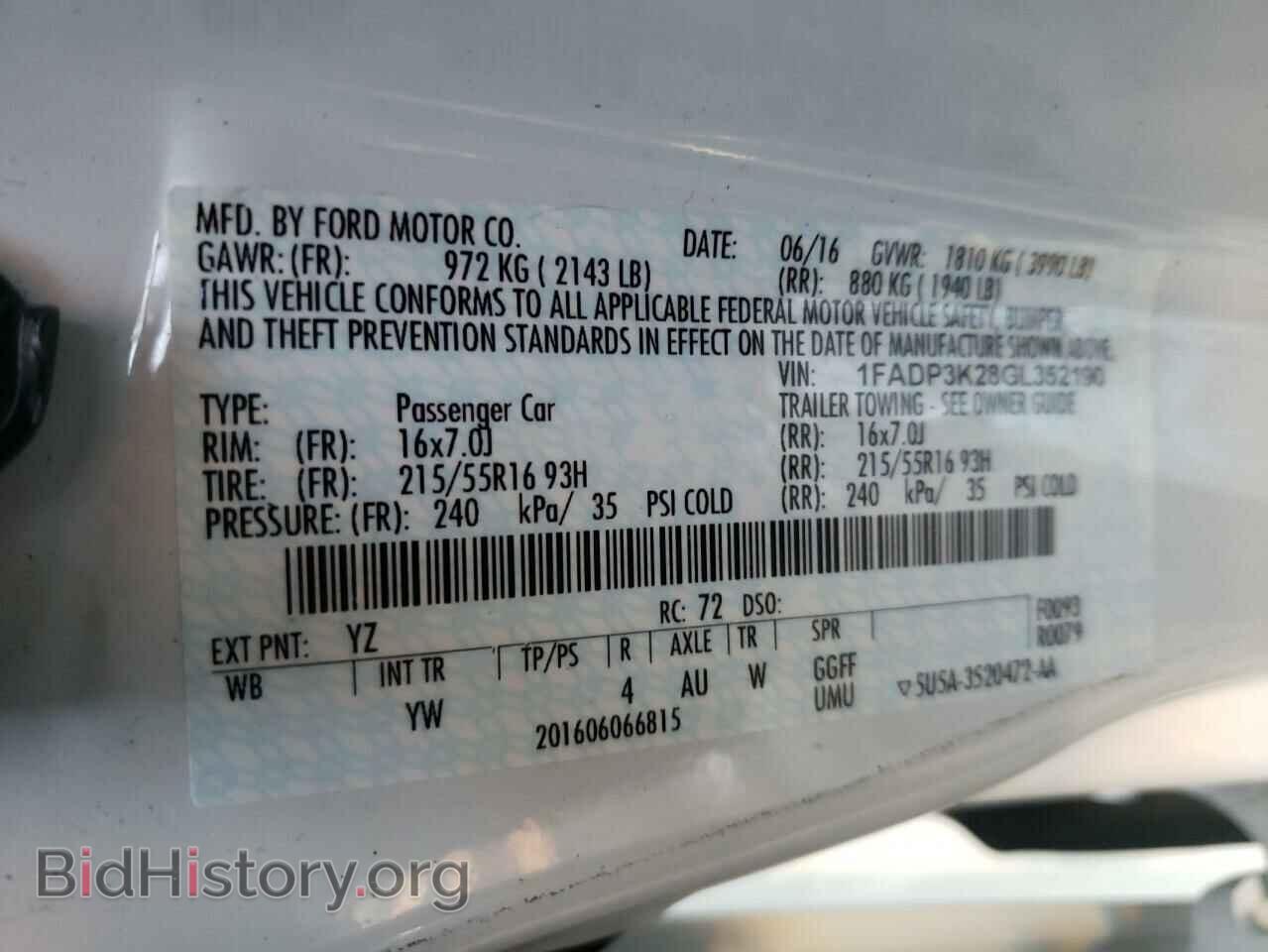 2016 FORD FOCUS - VIN: 1FADP3K28GL352190 - Фото 10