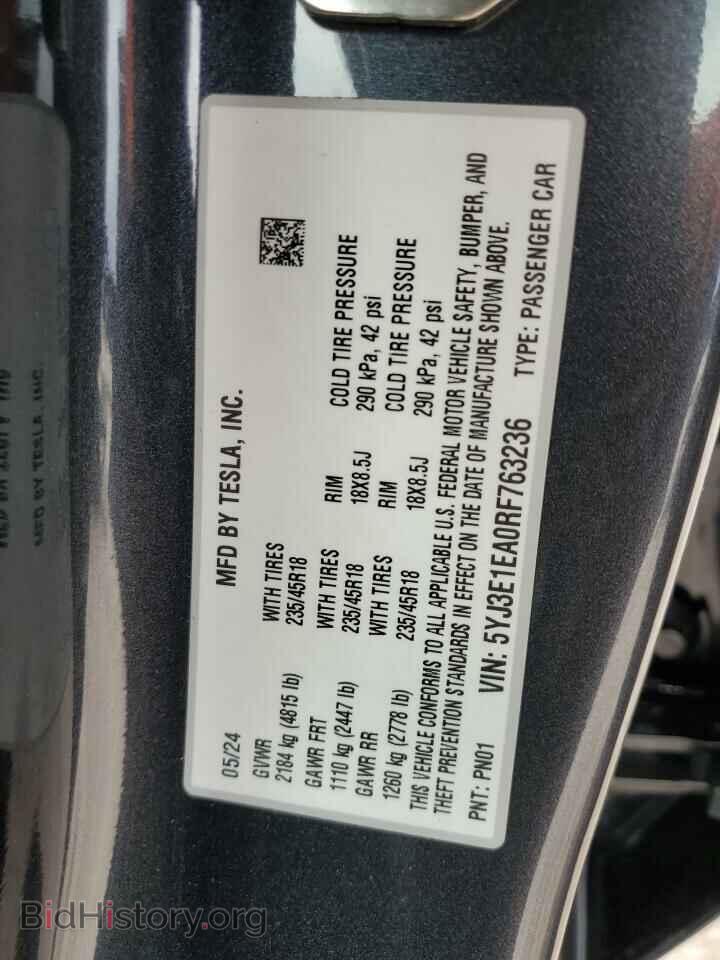2024 TESLA MODEL 3 - VIN: 5YJ3E1EA0RF763236 - Фото 12