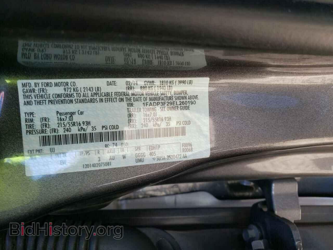 2014 FORD FOCUS - VIN: 1FADP3F29EL260190 - Фото 10