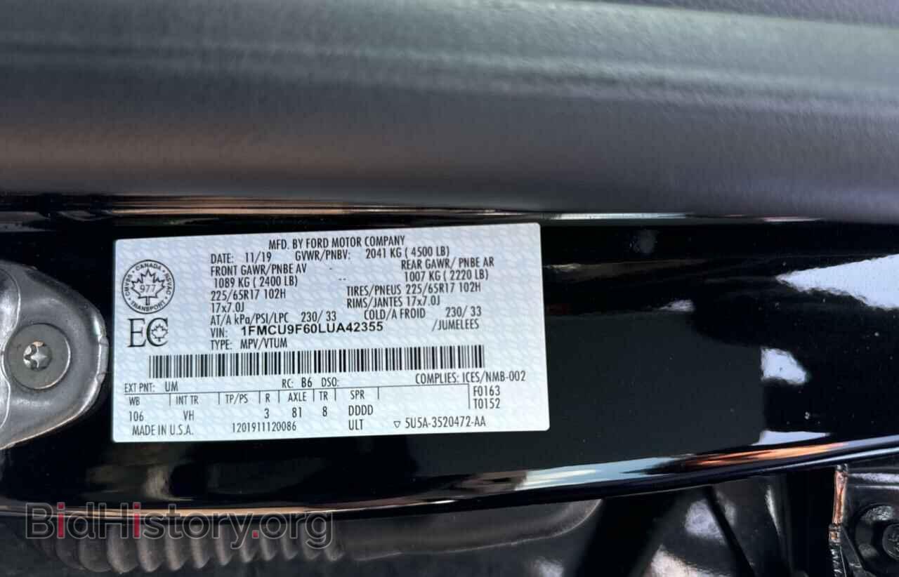 2020 FORD ESCAPE - VIN: 1FMCU9F60LUA42355 - Фото 10