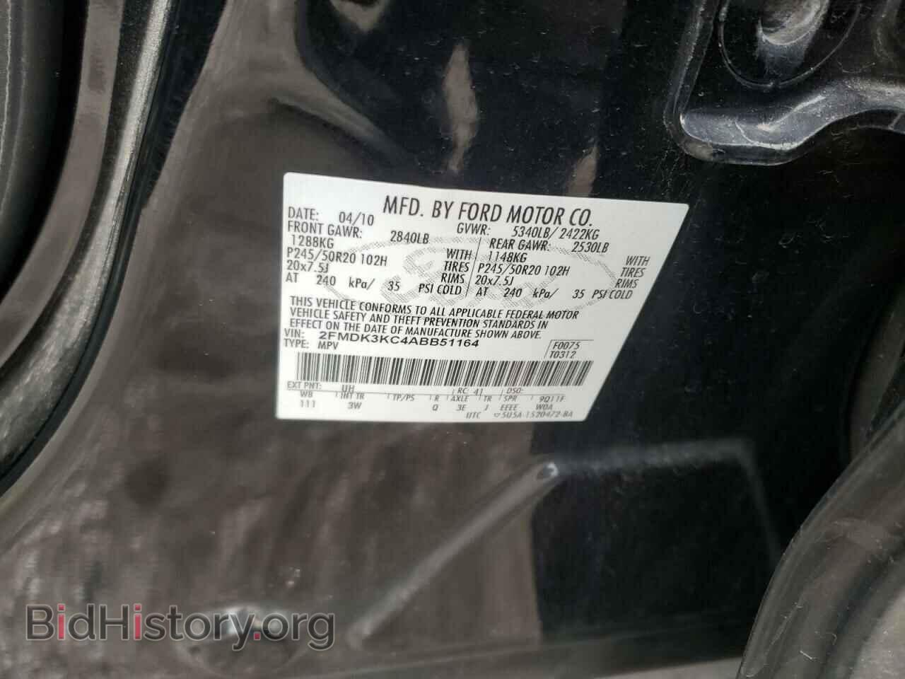 2010 FORD EDGE - VIN: 2FMDK3KC4ABB51164 - Photo 10