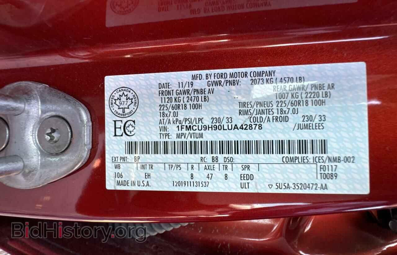 2020 FORD ESCAPE - VIN: 1FMCU9H90LUA42878 - Photo 10