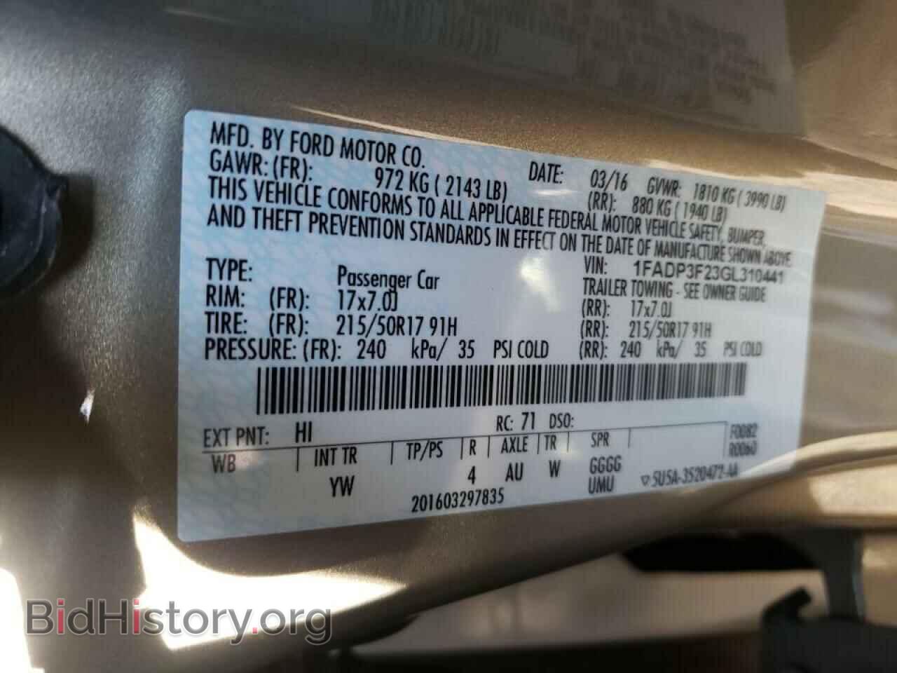 2016 FORD FOCUS - VIN: 1FADP3F23GL310441 - Фото 10