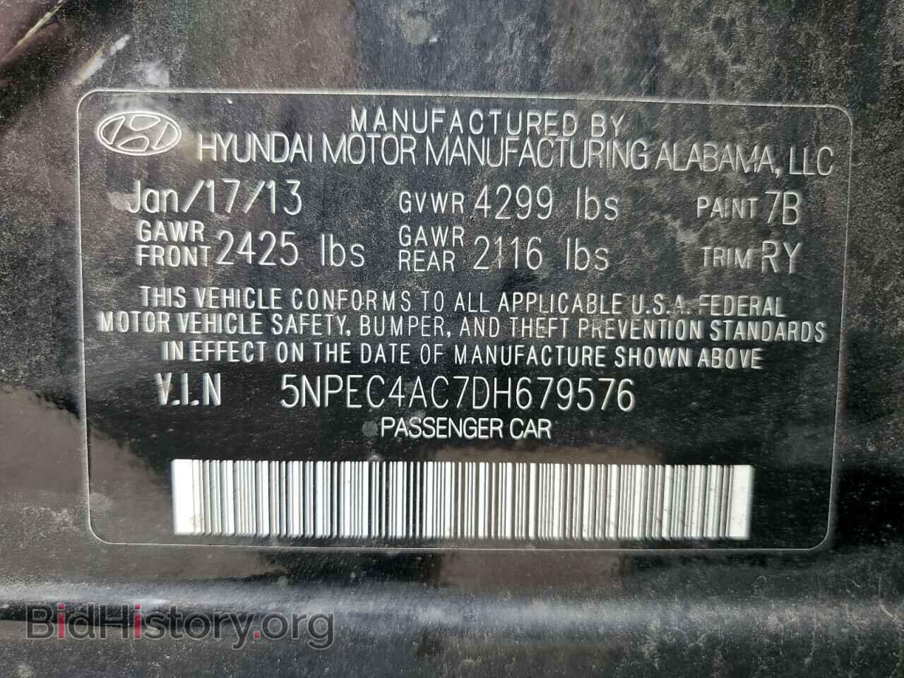 2013 HYUNDAI SONATA - VIN: 5NPEC4AC7DH679576 - Фото 13