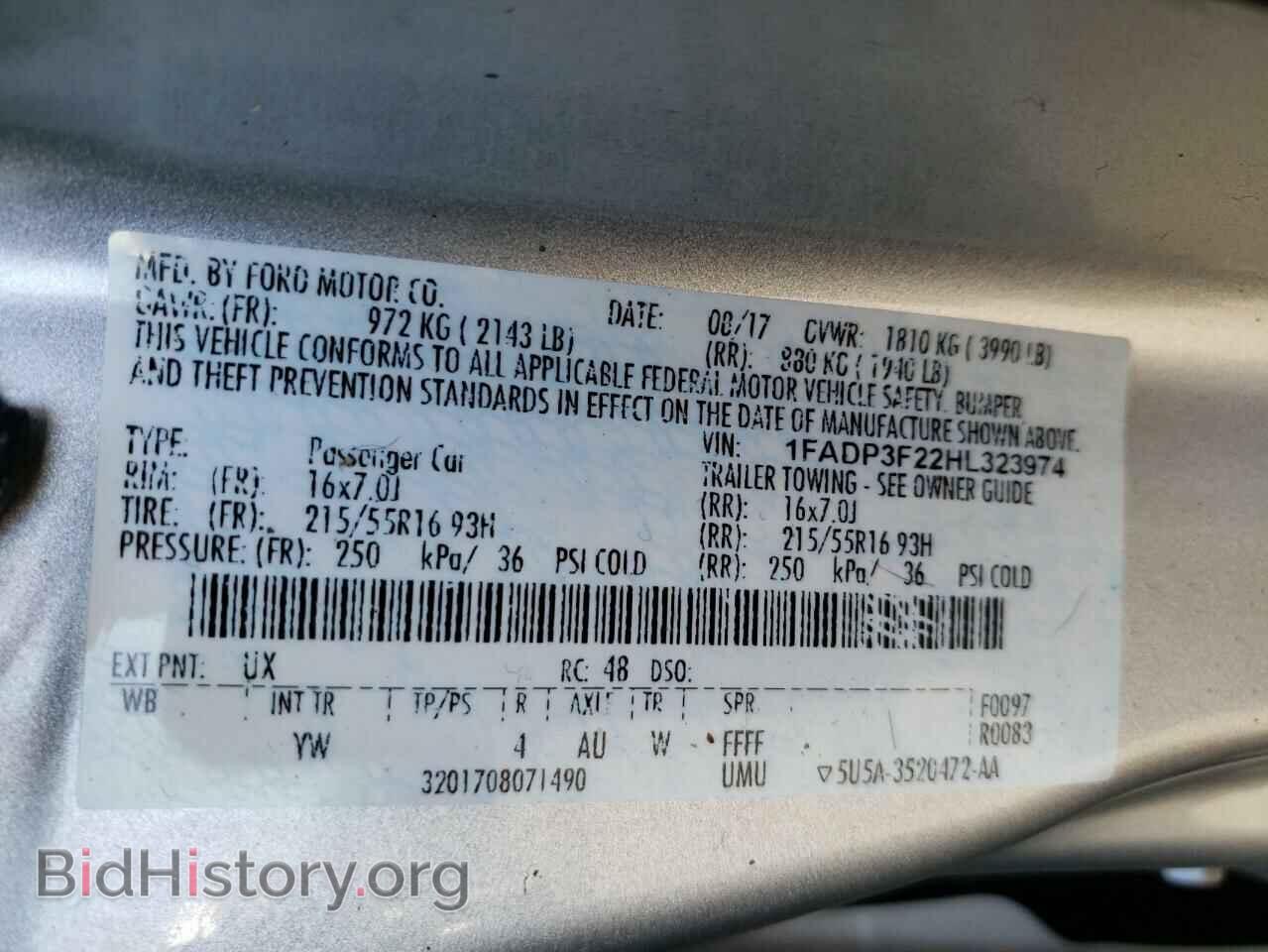 2017 FORD FOCUS - VIN: 1FADP3F22HL323974 - Фото 10
