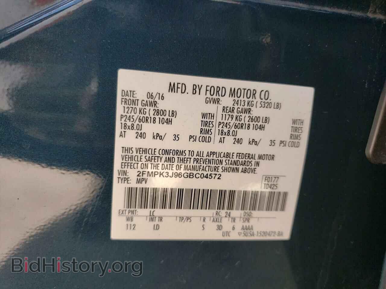2016 FORD EDGE - VIN: 2FMPK3J96GBC04572 - Photo 10