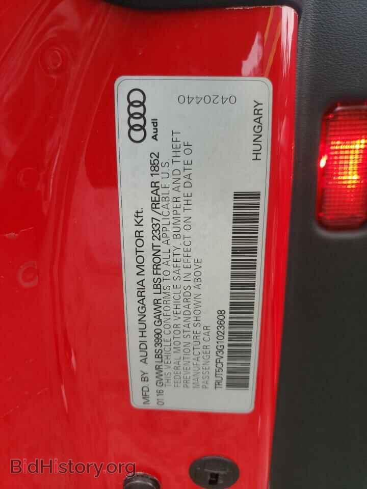 2016 AUDI TT - VIN: TRUT5CFV3G1023608 - Photo 10