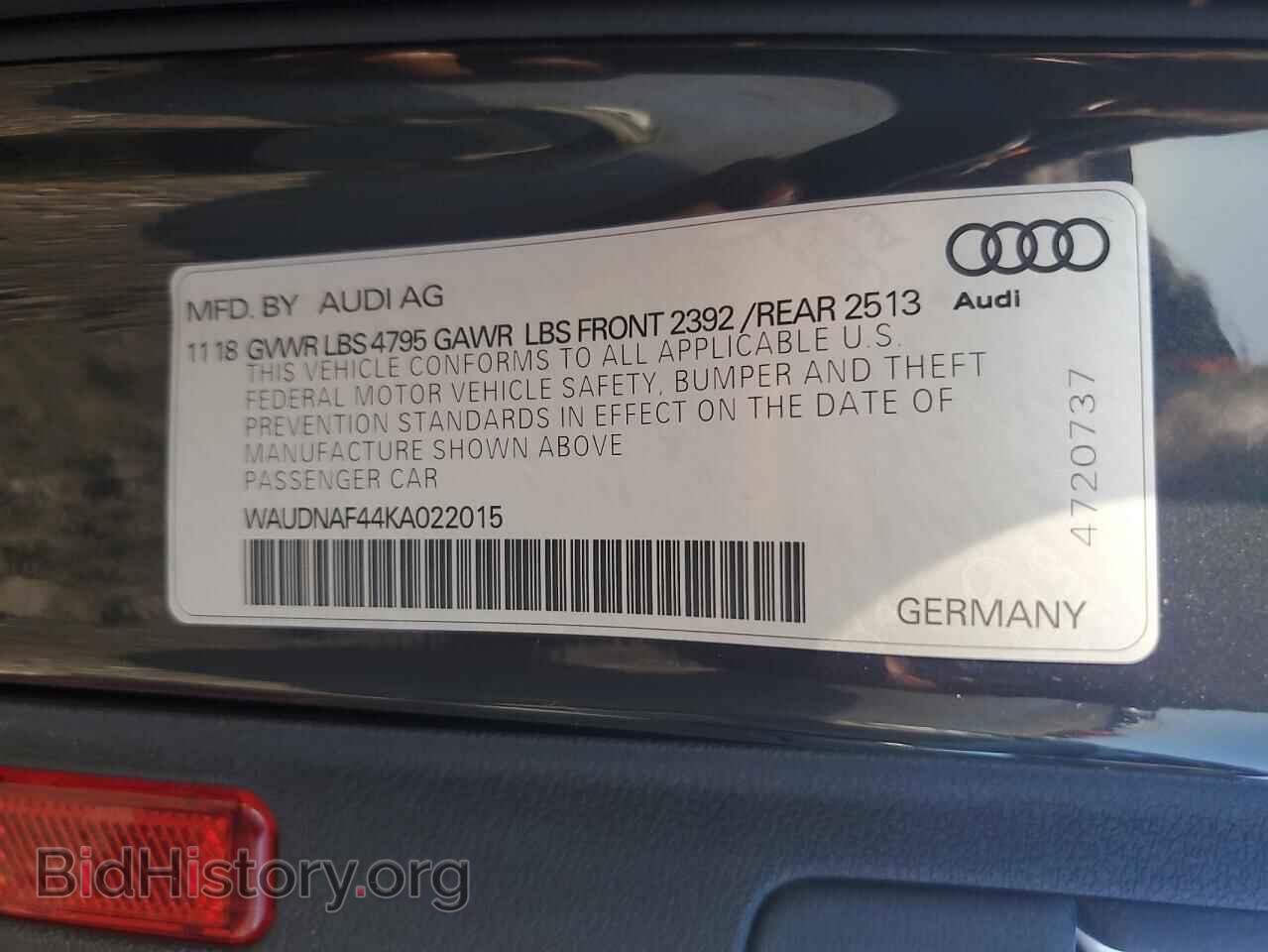 2019 AUDI A4 - VIN: WAUDNAF44KA022015 - Фото 13