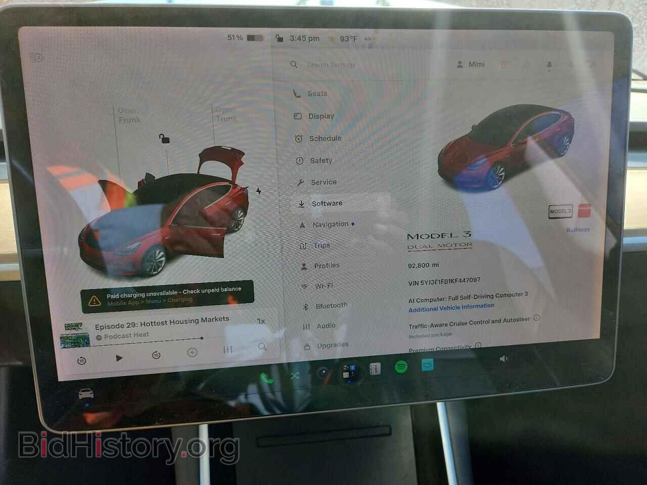 2019 TESLA MODEL 3 - VIN: 5YJ3E1EB1KF447097 - Photo 9