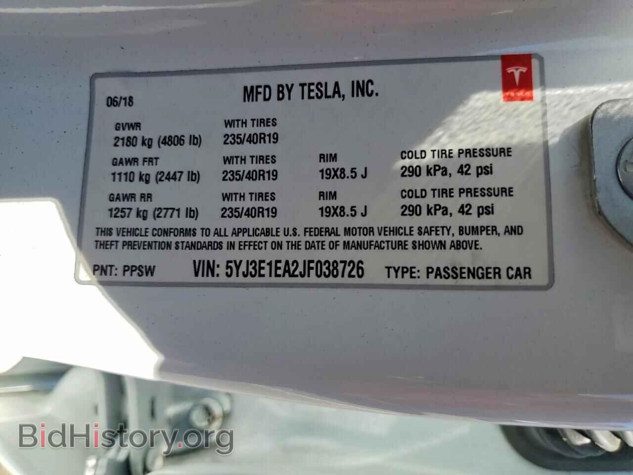 2018 TESLA MODEL 3 - VIN: 5YJ3E1EA2JF038726 - Photo 12