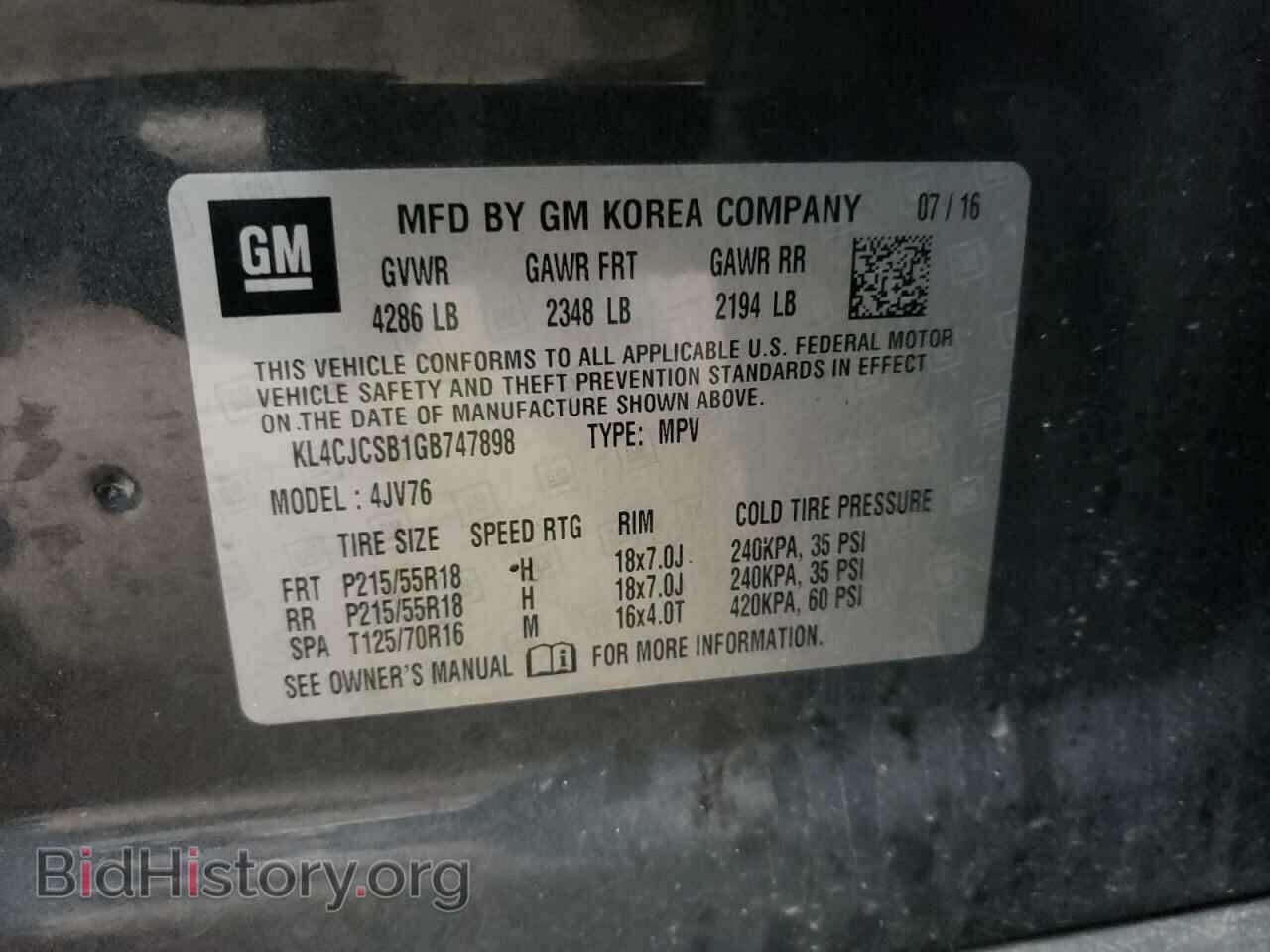 2016 BUICK ENCORE - VIN: KL4CJCSB1GB747898 - Photo 10
