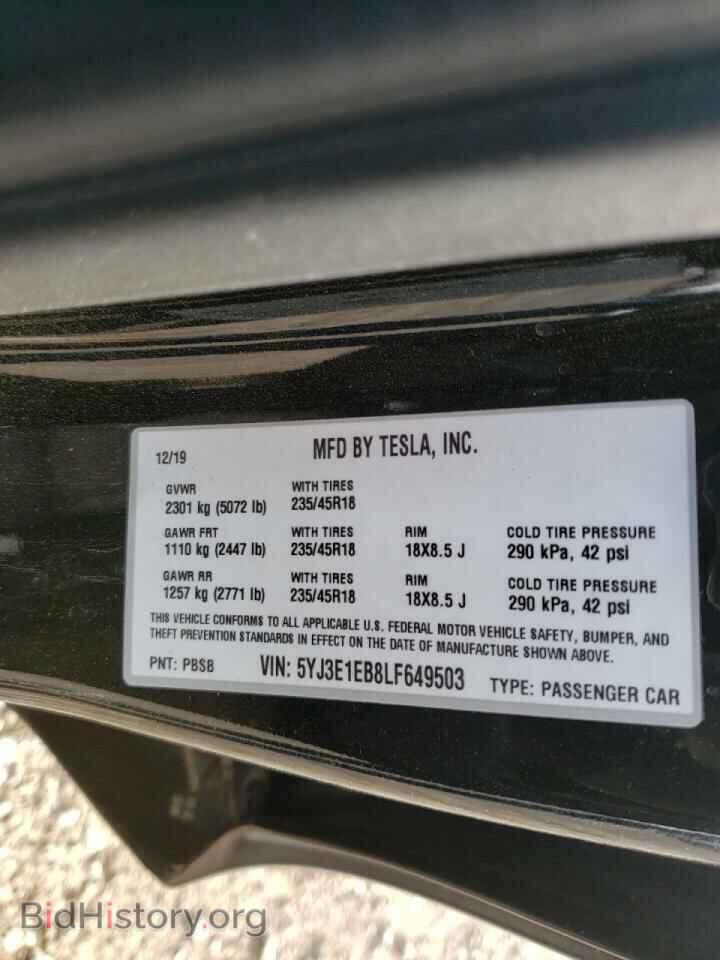 2020 TESLA MODEL 3 - VIN: 5YJ3E1EB8LF649503 - Photo 10