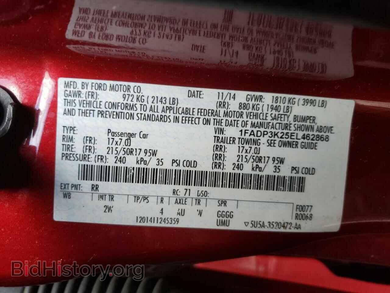 2014 FORD FOCUS - VIN: 1FADP3K25EL462868 - Фото 10
