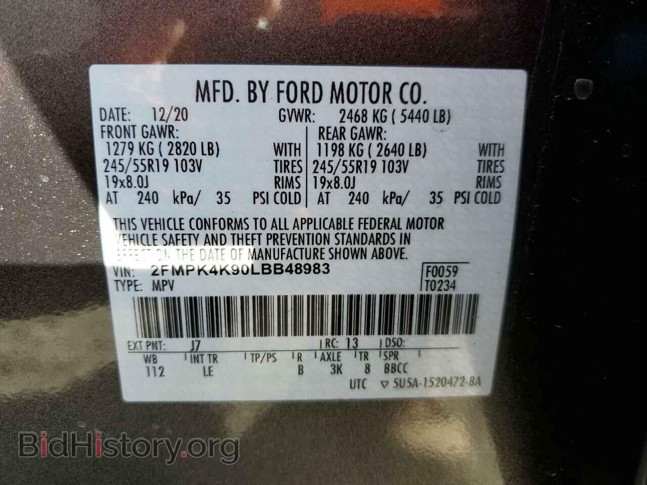 2020 FORD EDGE - VIN: 2FMPK4K90LBB48983 - Фото 10