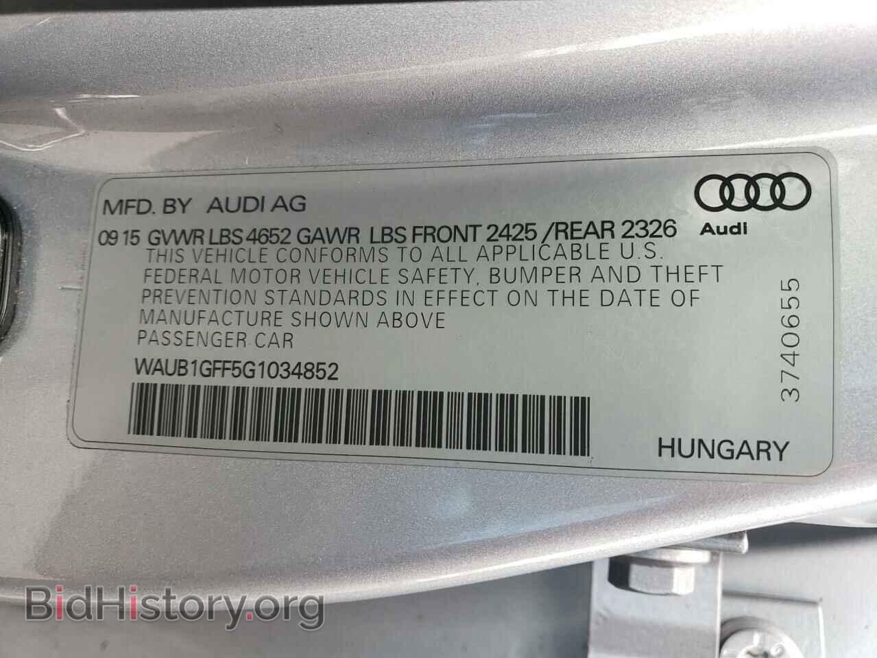 2016 AUDI S3 - VIN: WAUB1GFF5G1034852 - Фото 10