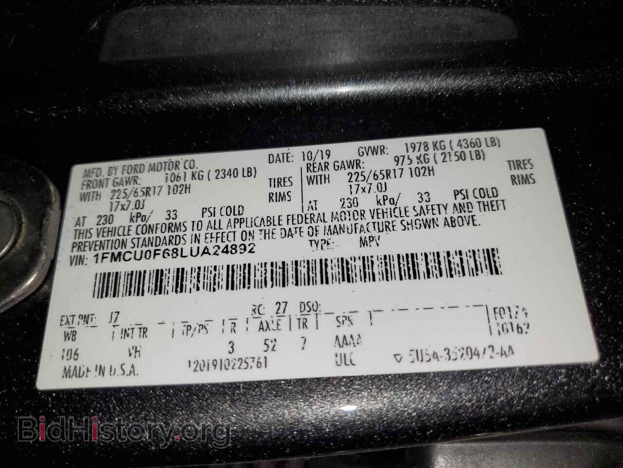 2020 FORD ESCAPE - VIN: 1FMCU0F68LUA24892 - Photo 13