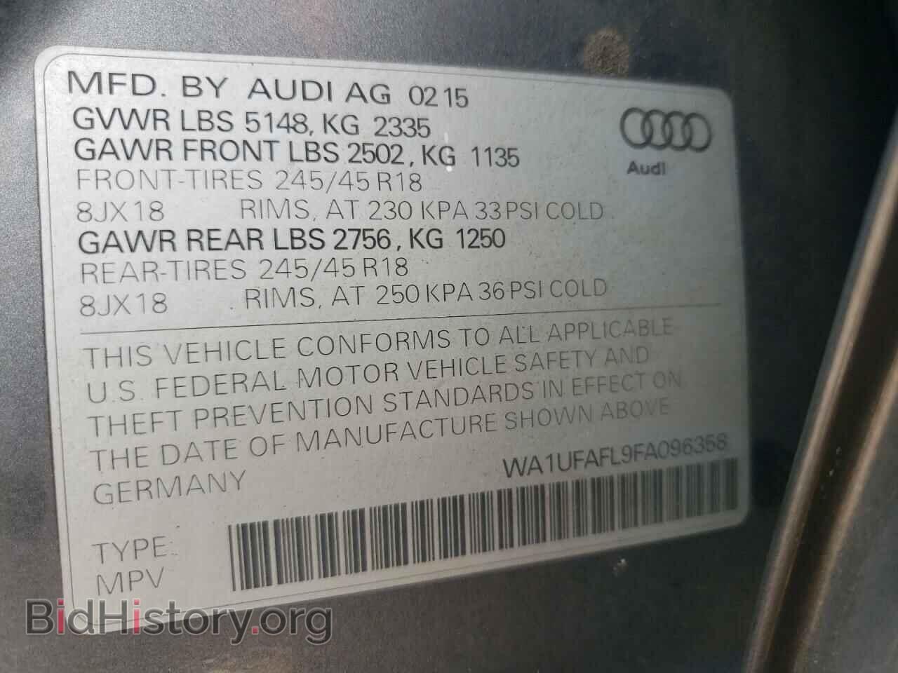 2015 AUDI A4 - VIN: WA1UFAFL9FA096358 - Фото 10