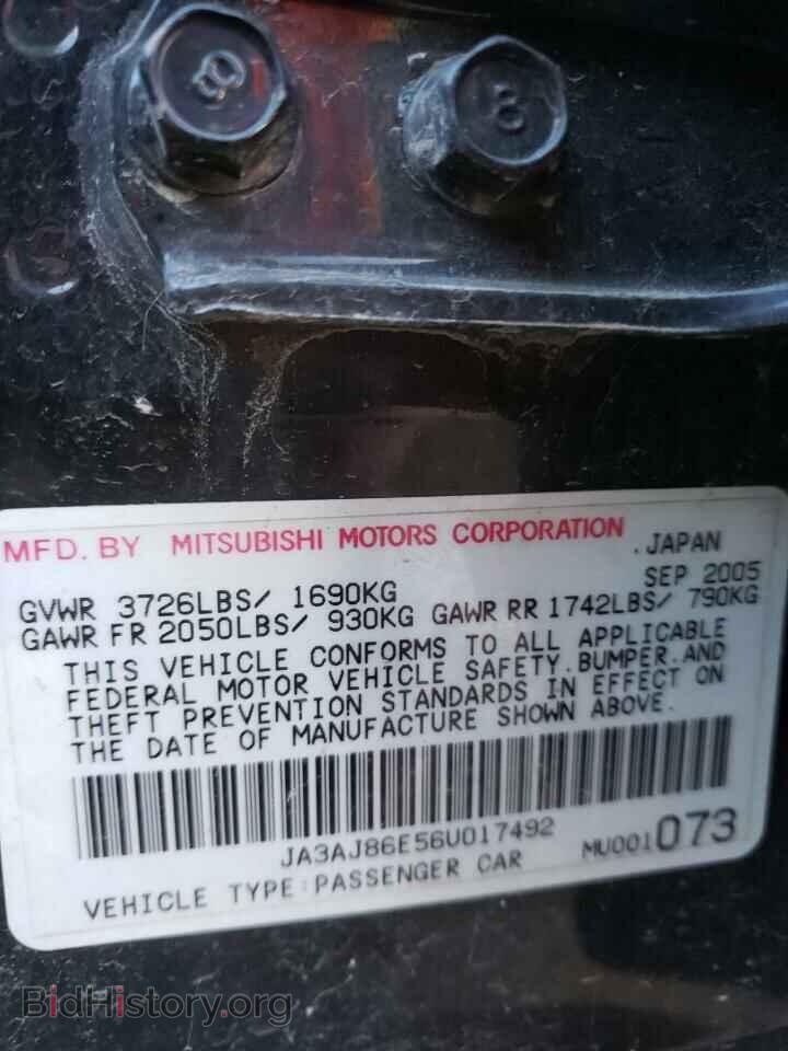 2006 MITSUBISHI LANCER - VIN: JA3AJ86E56U017492 - Фото 10