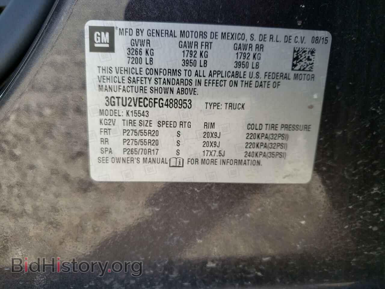 2015 GMC SIERRA - VIN: 3GTU2VEC6FG488953 - Фото 10